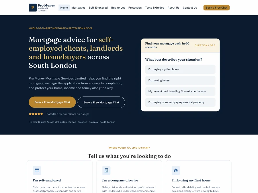 Pro Money web design preview